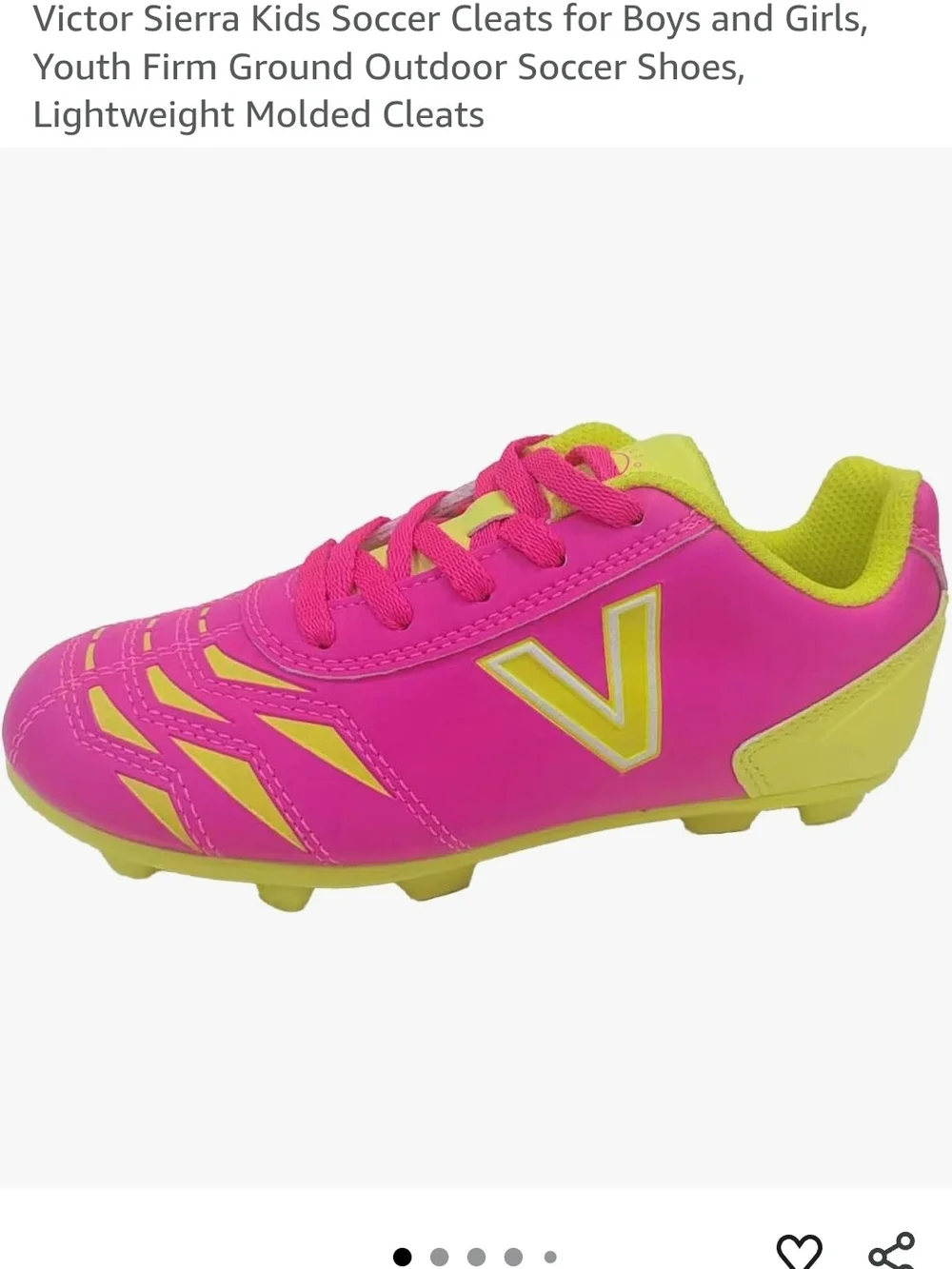 Kids Soccer Cleats - Pink & Yellow